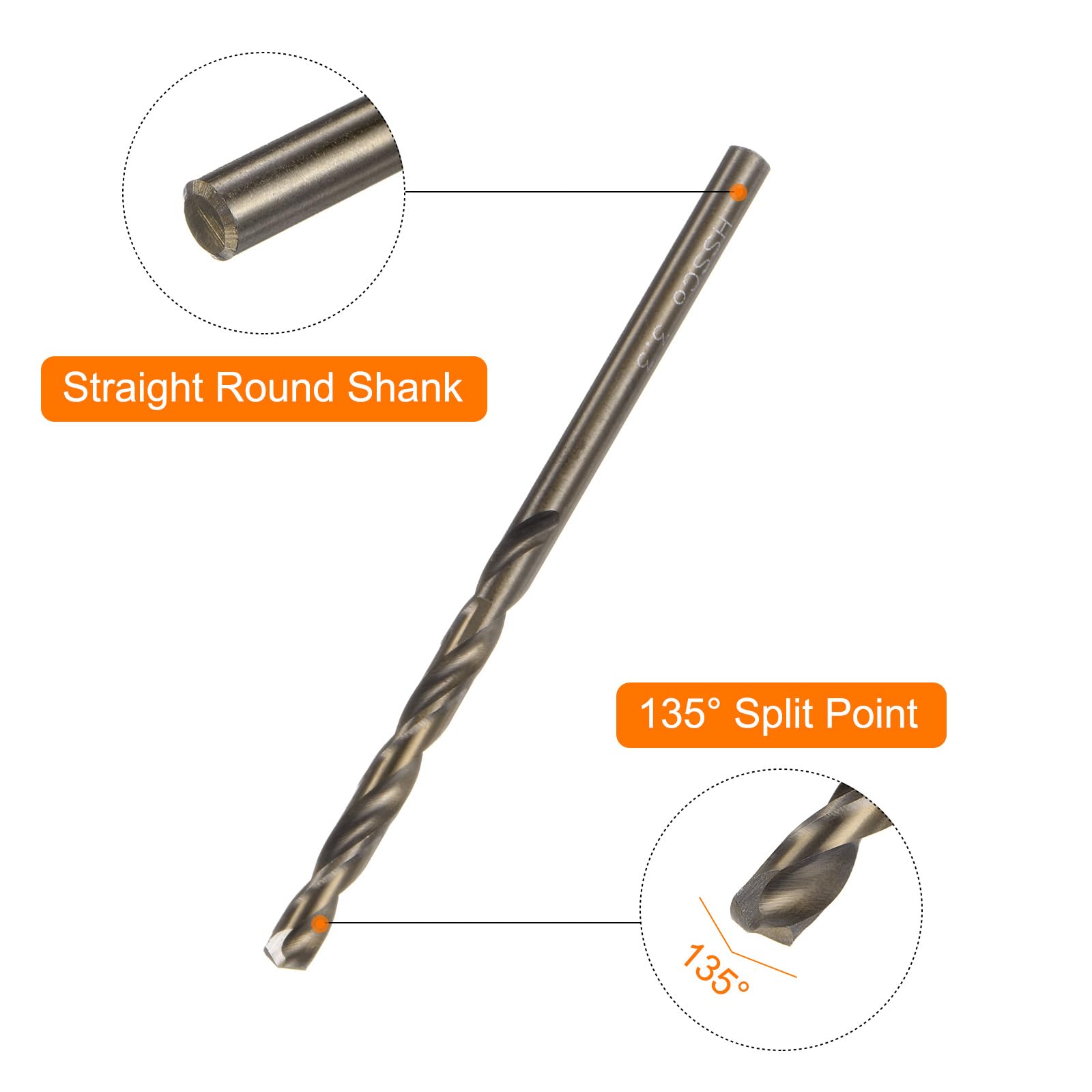 QUARKZMAN 10 sztuk wierteł do wiercenia kobaltu 3,3 mm / 0,13" HSS M35 stal szybkotnąca do stali nierdzewnej, miedzi, drewna, tworzyw sztucznych i innych twardych materiałów