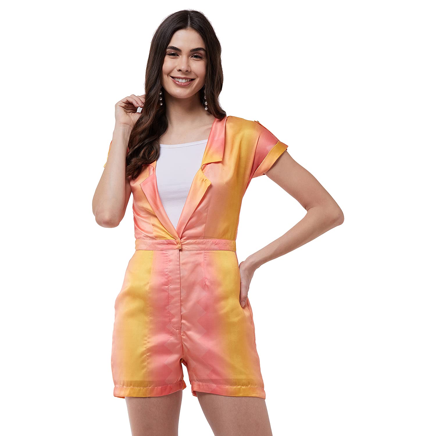Zima LetoWomen's Candy Digital Printed Front Open Playsuit