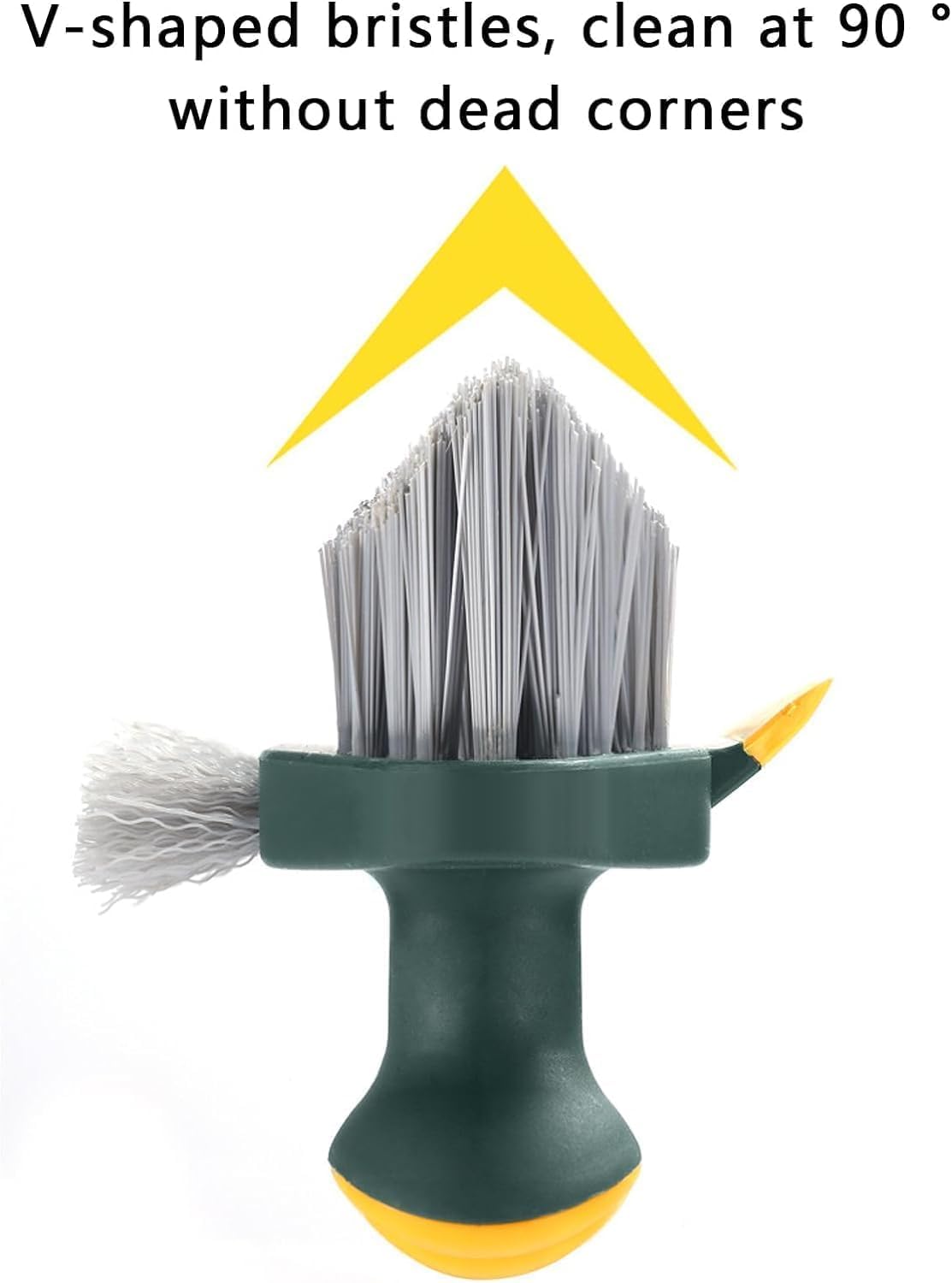 Tile Grout Cleaner Brush, 4 in 1 with Squeegee, Multifunctional V-Shape Gap Scrub Brush Crevice for Floor, Corner, Window, Sink, Plastic 1