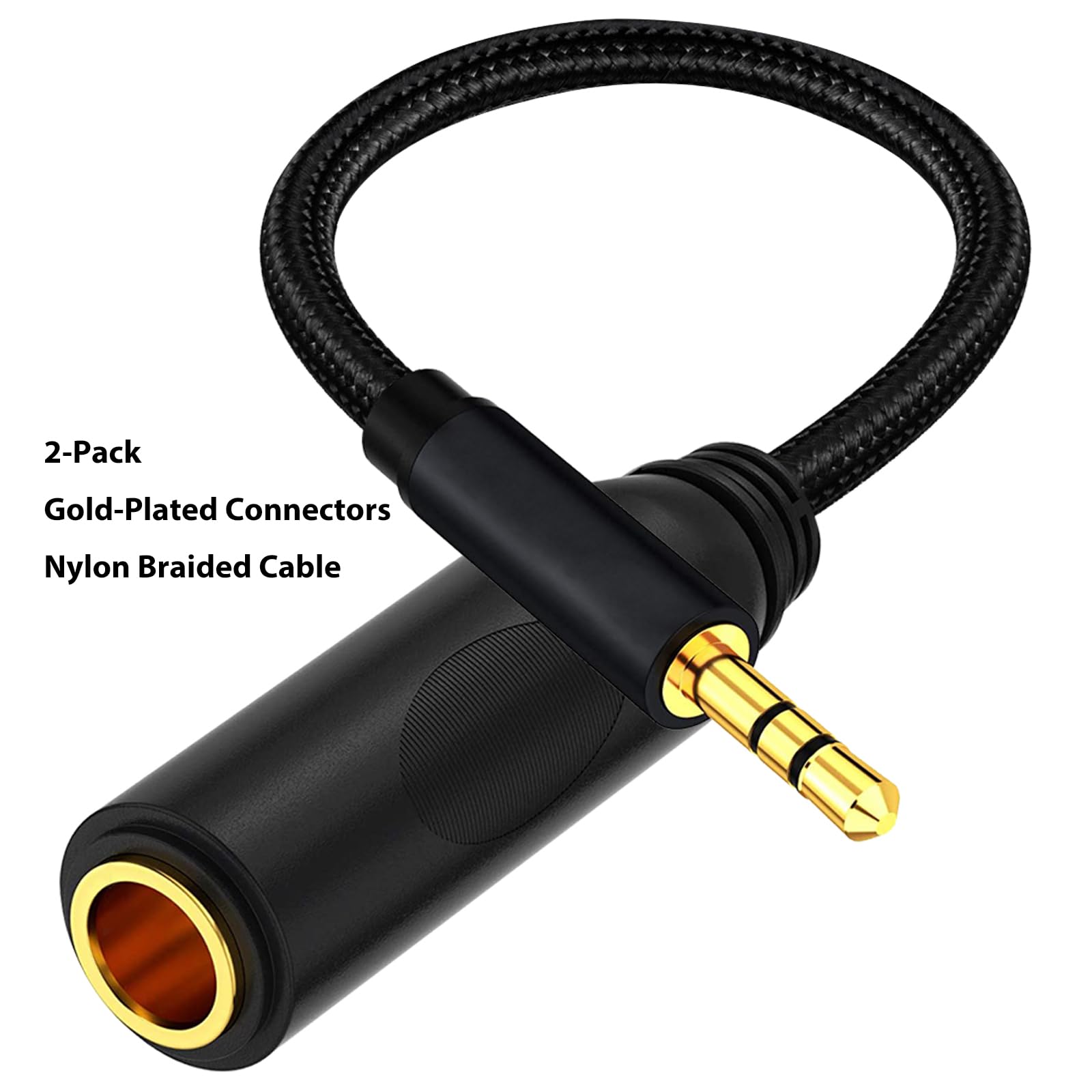 WISYIFIL Cable de 1/4 a 3,5 mm de largo, 0,3 m de largo, adaptador de 6,35 mm hembra a macho 3,5 mm, cable de audio estéreo 1/8 a 1/4, para auriculares, amplificador, guitarra, amplificador, etc.