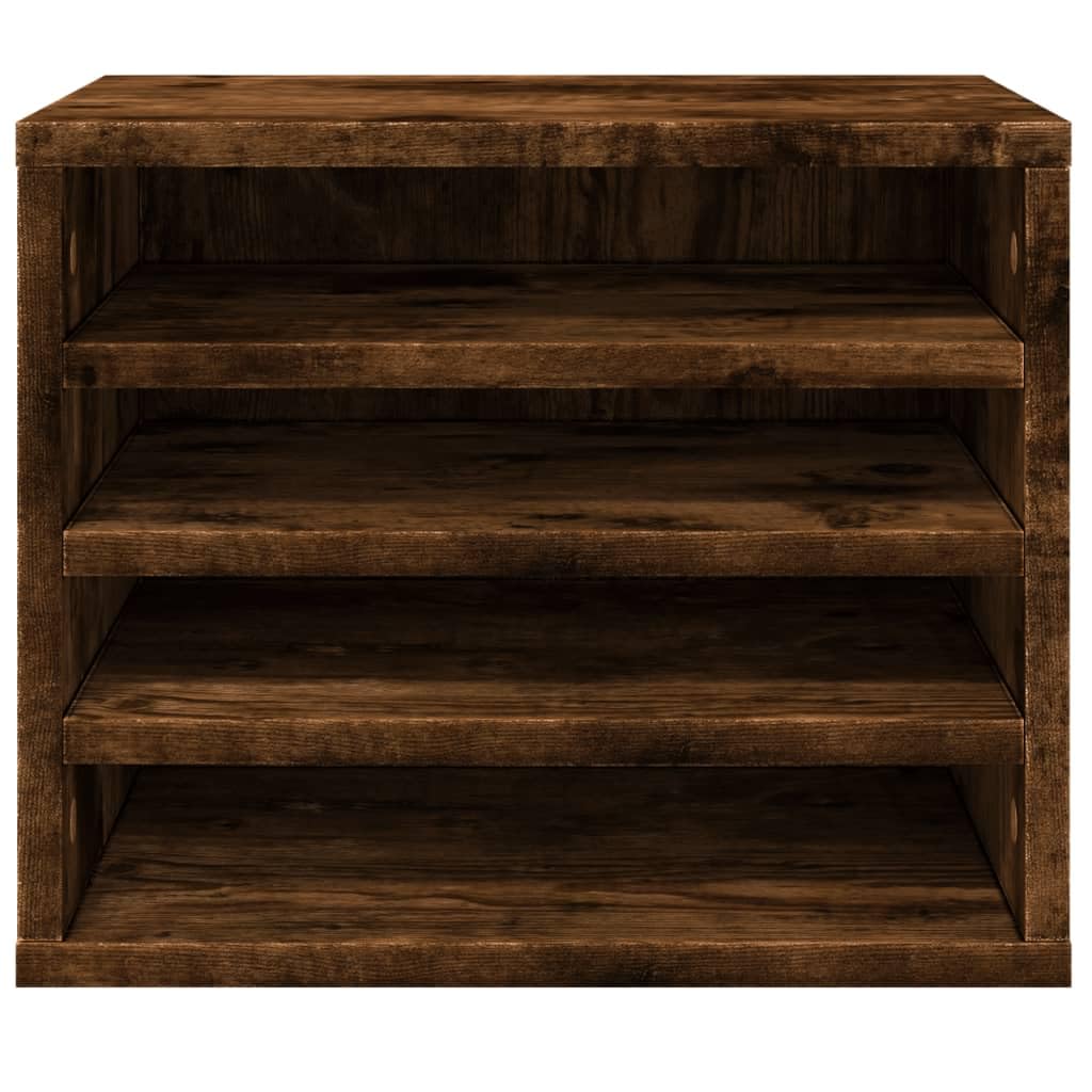 Organizer da scrivania in legno di rovere affumicato, 36 x 26 x 29,5 cm, con portadocumenti, portadocumenti, portapenne, per ufficio e home office