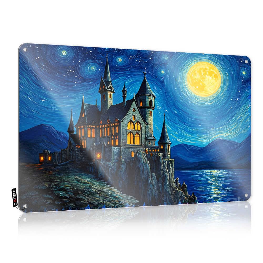 Fzfn Colour Decoration Birthday Ready To Hang - Castle By The Lake Under A Starry Night Ideas For Gym(30X40cm)