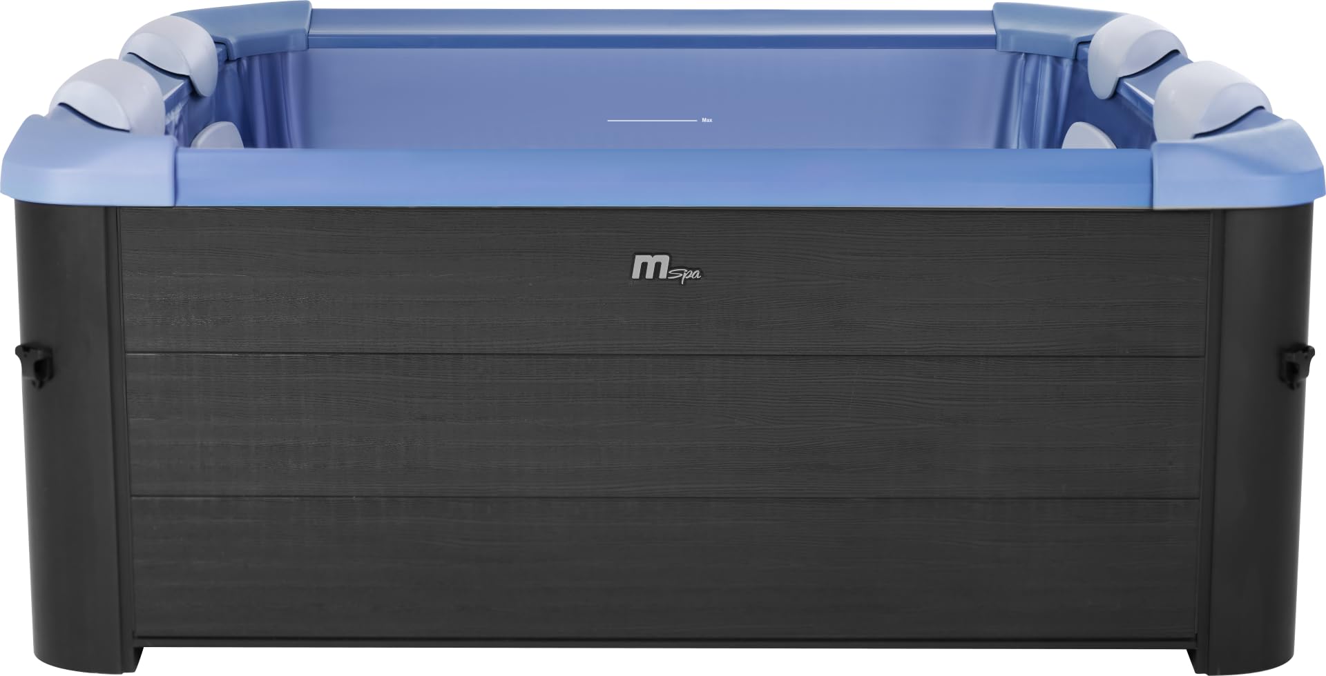 MSPA Oslo Saphire - 160 x 160 x 65 cm - Gonflable d'extérieur pour 6 Personnes avec 120 Jets de Massage, 8 Jets Hydro-Chauffage, Chauffage PTC, LED, désinfection à l'ozone et