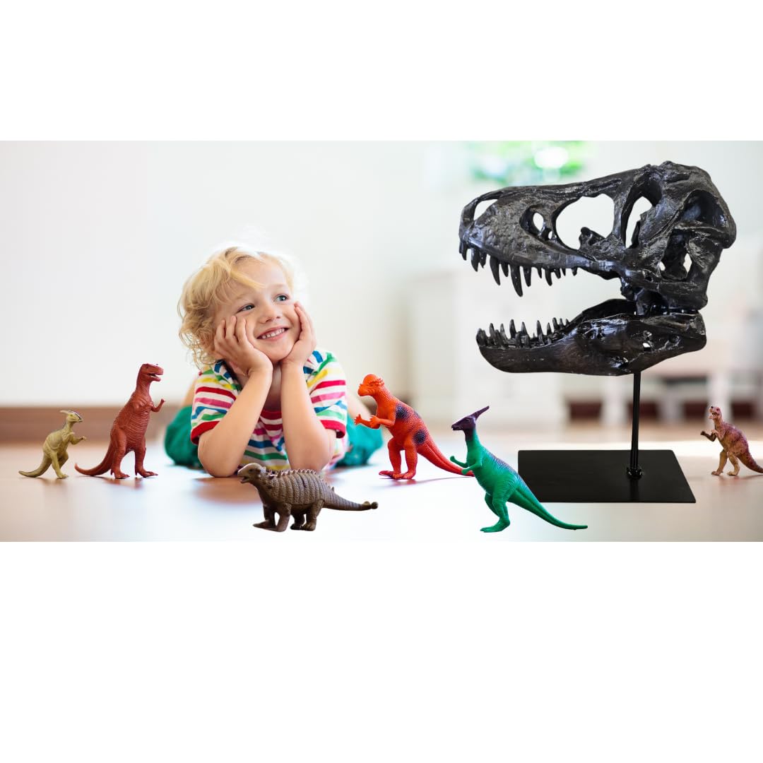 T-Rex Cráneo XXL sobre soporte de metal - Réplica - Tyrannosaurus Rex - Dinosaurio - Fósil - Decoración de lujo - 30x25 cm