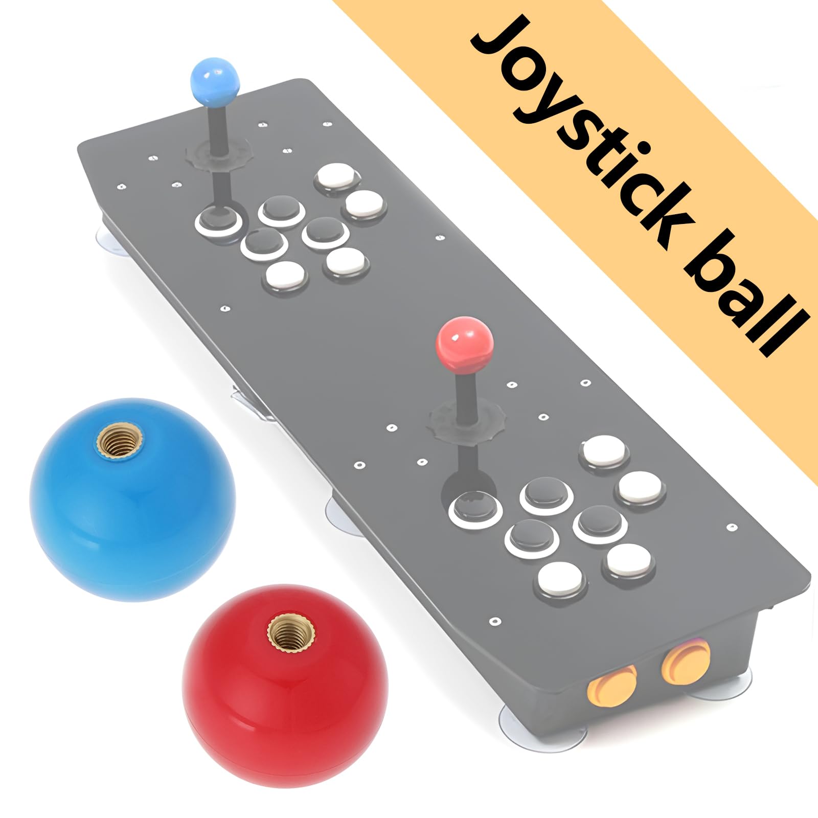 SG Store 2 Pieza Uds 35mm Juego de Arcade Cabeza de Joystick Redonda Parte Superior Esférica Mango Superior Circular Bola de Joystick Adecuada para Joystick de Tornillo M6 Azul Rojo