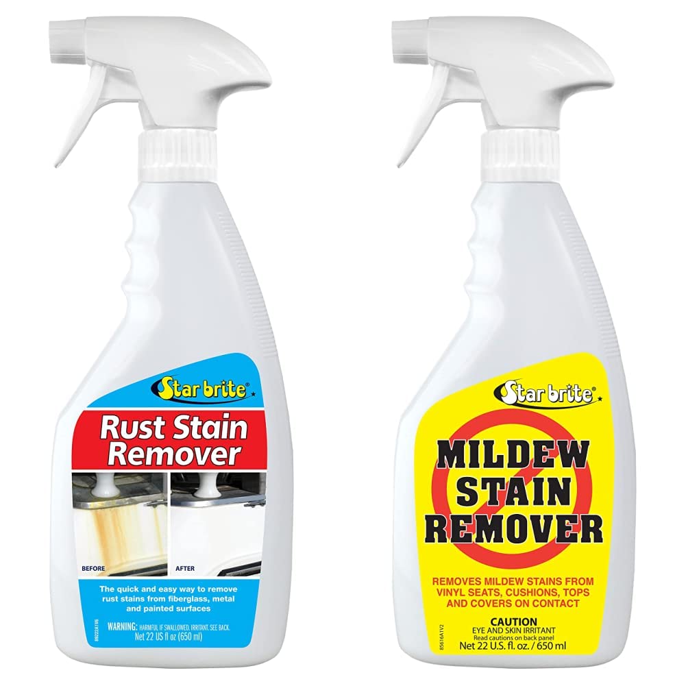 Rust Stain Remover Spray - Instantly Dissolve Corrosion Stains on Fiberglass, Vinyl, Fabric & Painted Surfaces - Also Removes Sprinkler Stains & Mold & Mildew Stain Remover + Cleaner