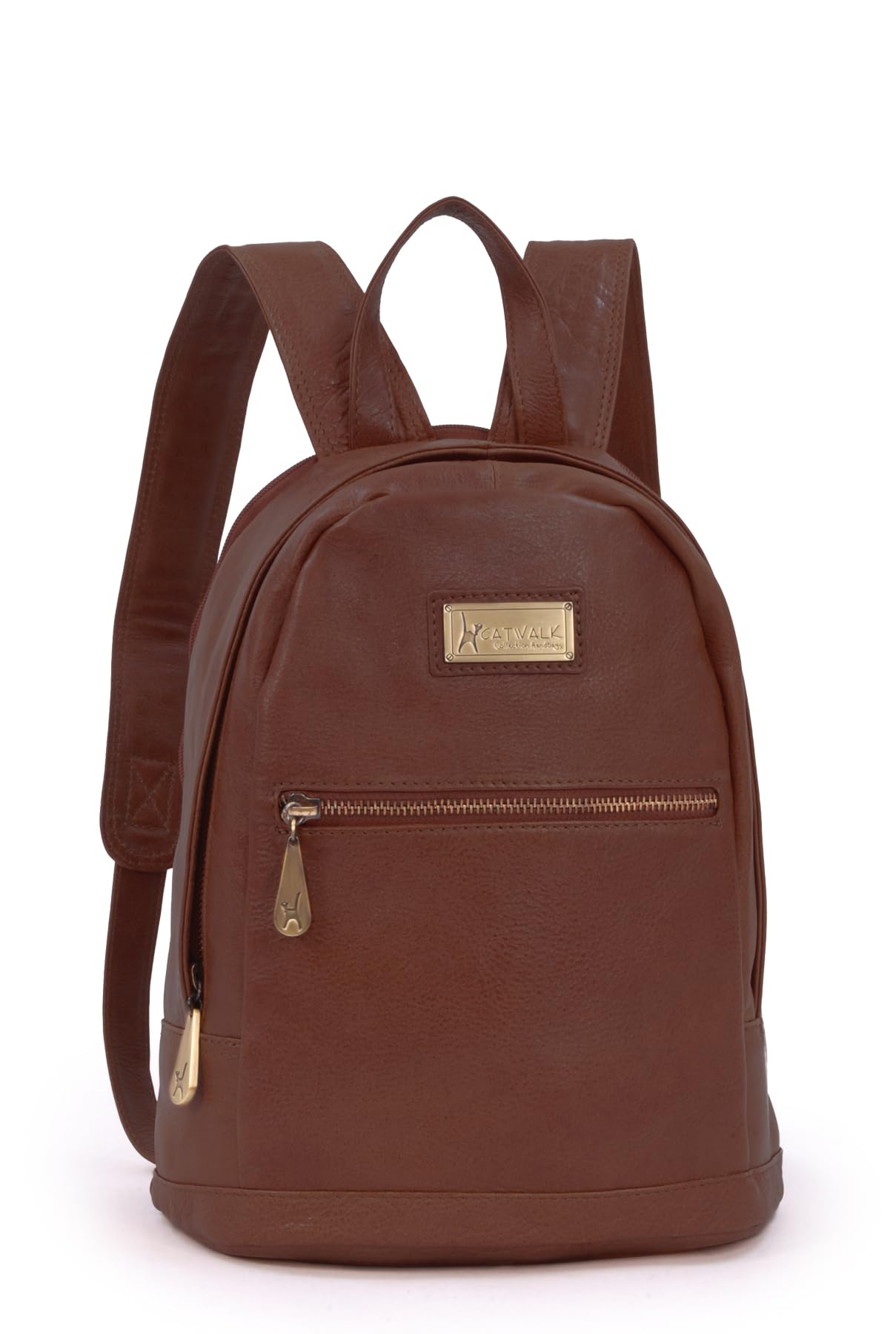Catwalk Collection Handbags - Leather Anti Theft Backpack For Women - Ladies Large Rucksack - Multiple Pockets and Compartments - Fern - Brown