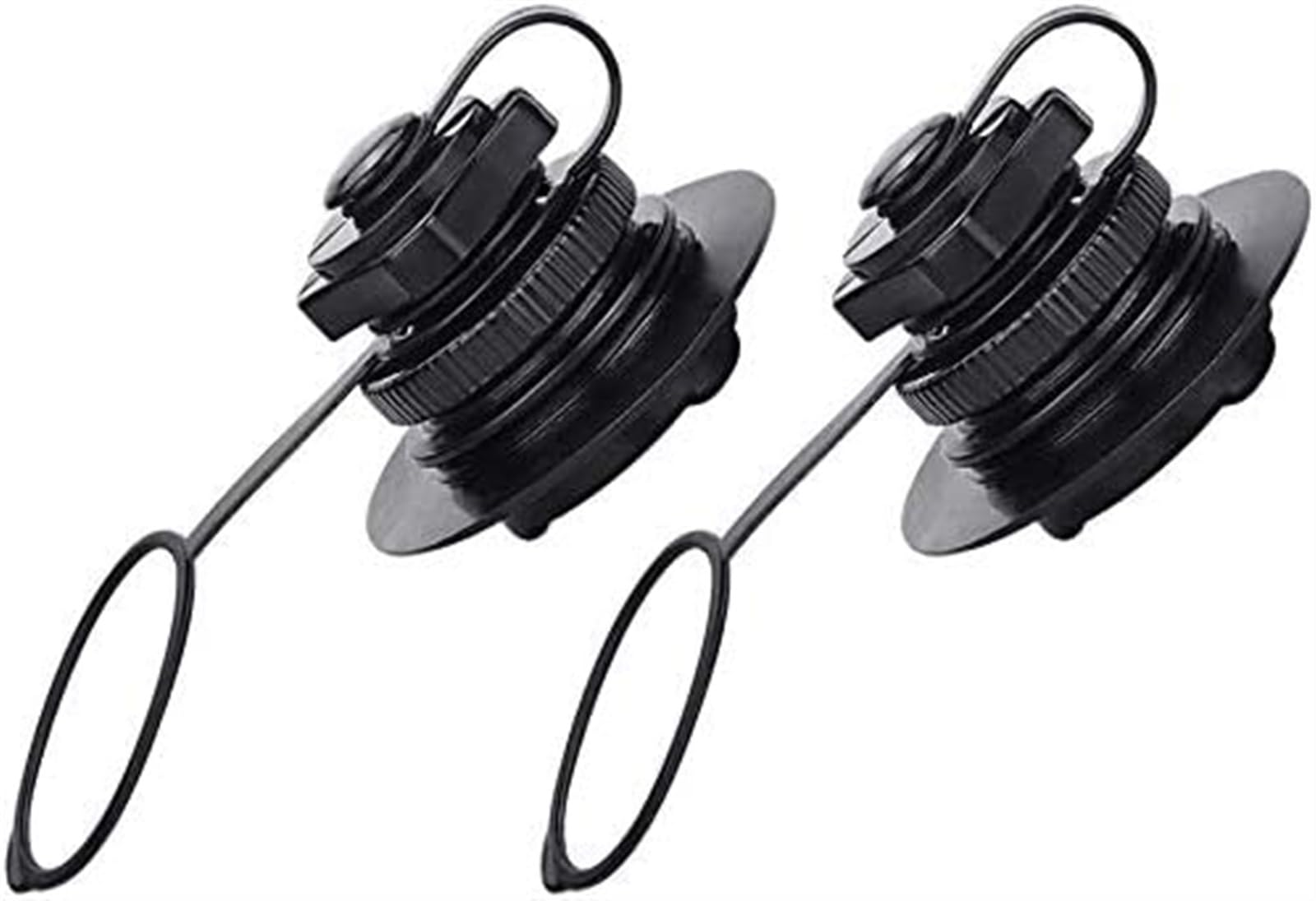 THE WHITE SHOP 2pcs Air Valve Inflatable Boat Spiral Air Plugs One-way Inflation Replacement Screw Boston Valve for Rubber Dinghy Raft Kayak Pool Boat Airbeds,Black