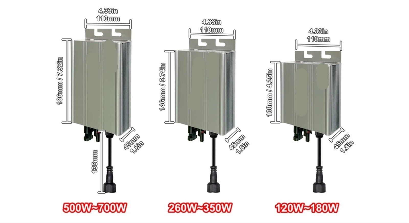 Mikroinwerter sieciowy MPPT Smart Micro PV System 300 W 500 W 700 W DC 18 V-50 V do AC Wyjście 120 V/230 V Auto,Wysokosprawna Konwersja Mocy(600W)