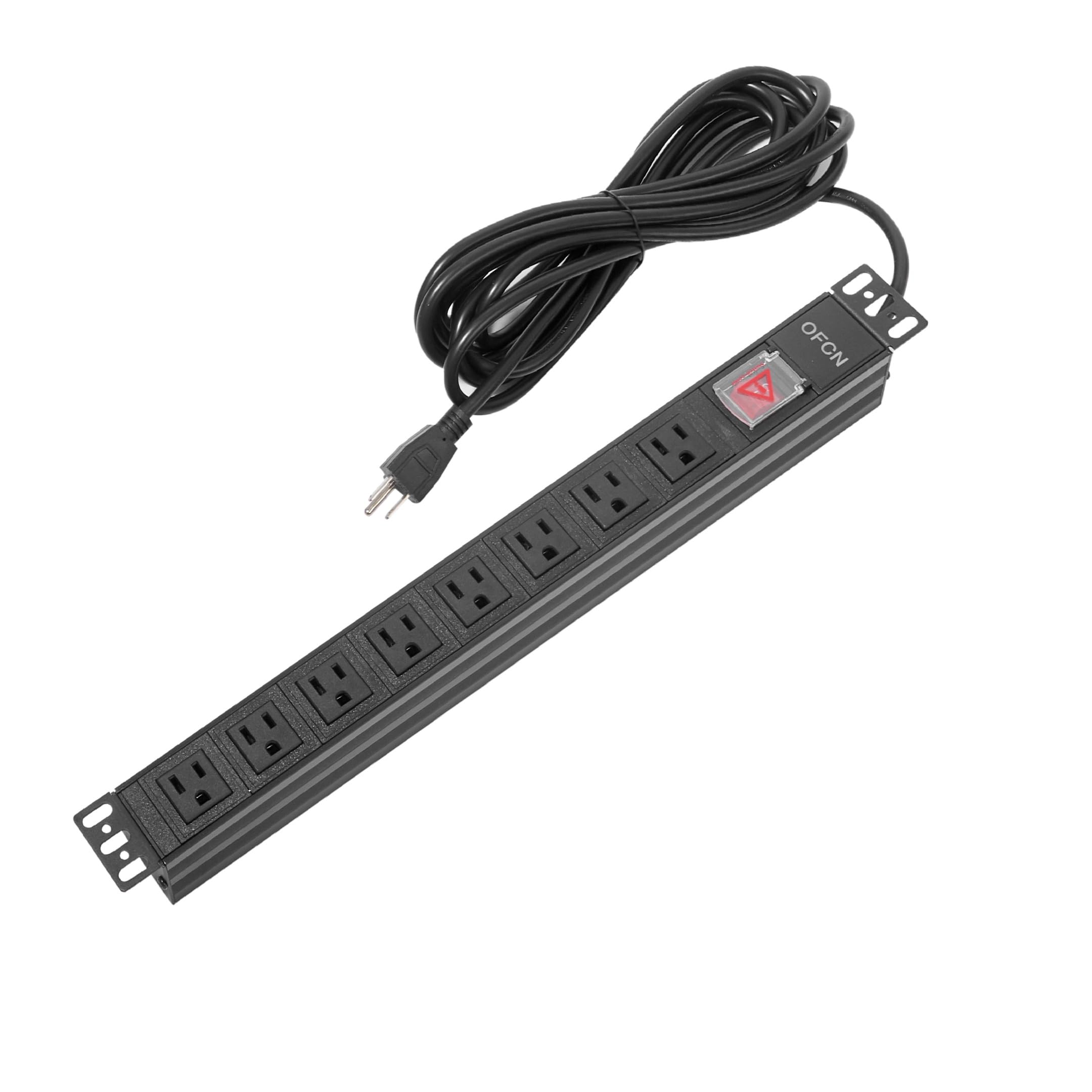 19 Inch 1U Rack Mount PDU - 8 Outlet Power Strip With Surge Protection 15A 1875W