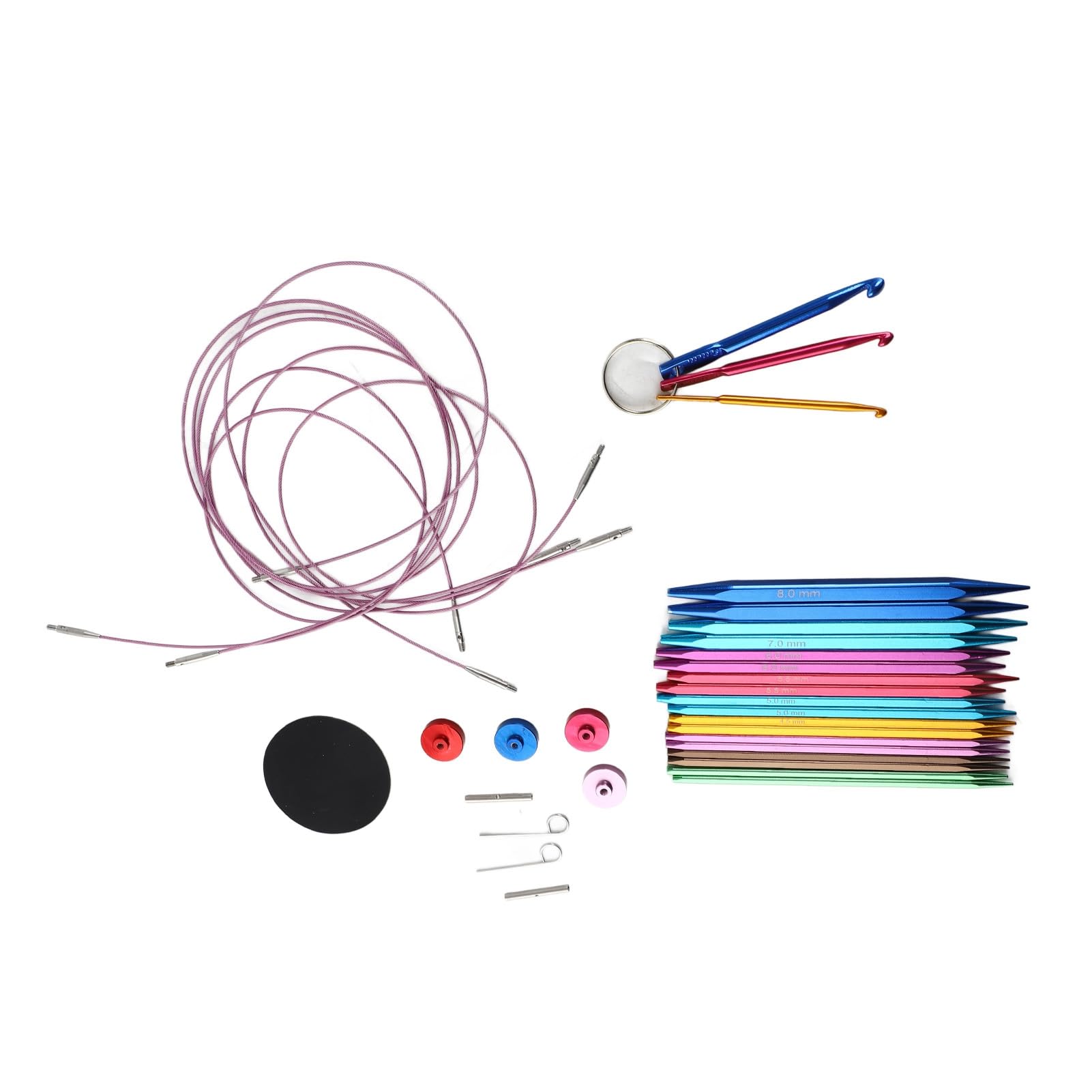 Juego de agujas de tejer circulares de aluminio, cuadradas y coloridas, para una experiencia de tejido versátil