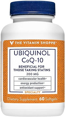 The Vitamin Shoppe Ubiquinol CoQ-10 200mg - Beneficioso para aquellos que toman estatinas - Apoya la salud cardíaca y celular y la producción de