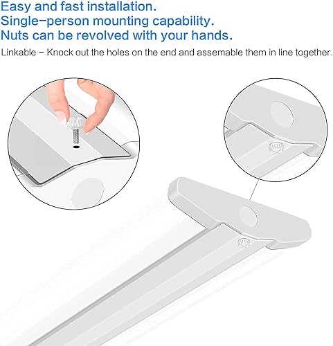 Miniatura 3 de ANTLUX Tira de luces LED envolventes ultrafinas de 110 W, 8 pies, 12600 lm, 4000 K, luces LED de garaje de 8 pies, accesorio de iluminación de techo