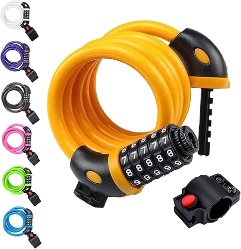 NDakter Candado de bicicleta, cable de bicicleta de 45.6 pies, cerradura de bicicleta de alta seguridad con combinación de 5 dígitos reiniciable,