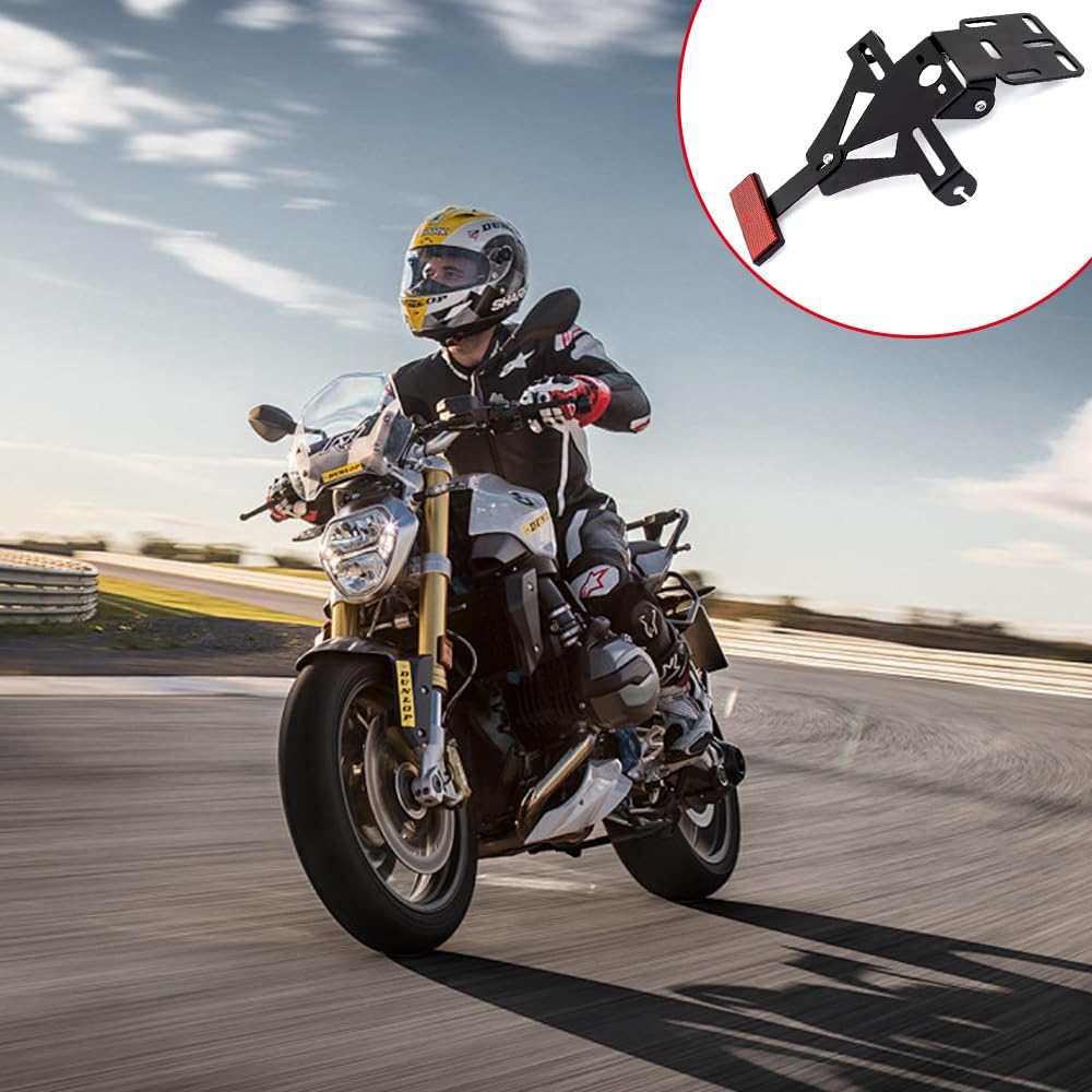 Portatarga Moto, Porta Targa Moto Regolabili con Luce Targa, Staffa Portatarga Per Universale Supporto Per Fanale Posteriore Targa Per Moto