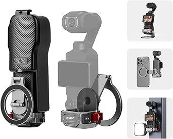 BRDRC Pocket 3 4 Magnetic Mount, Phone Holder for MagSafe Aluminum Alloy Magnet Expansion Adapter with Cold Shoe for DJI OSMO Pocket 3 4 Creator Combo/For Xtra Muse accessories with Protective Cover