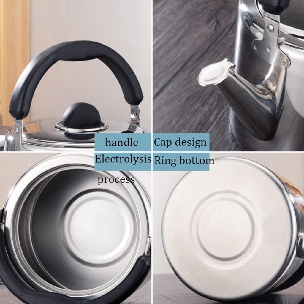 RUVOO Kettle Stovetop Whistling Tea Kettle Stainless Steel Whistling Tea Kettle Modern Teapot Tea Pot for Stove Top Thicken Tea Kettle Stovetop Teapot (Size : 5L)