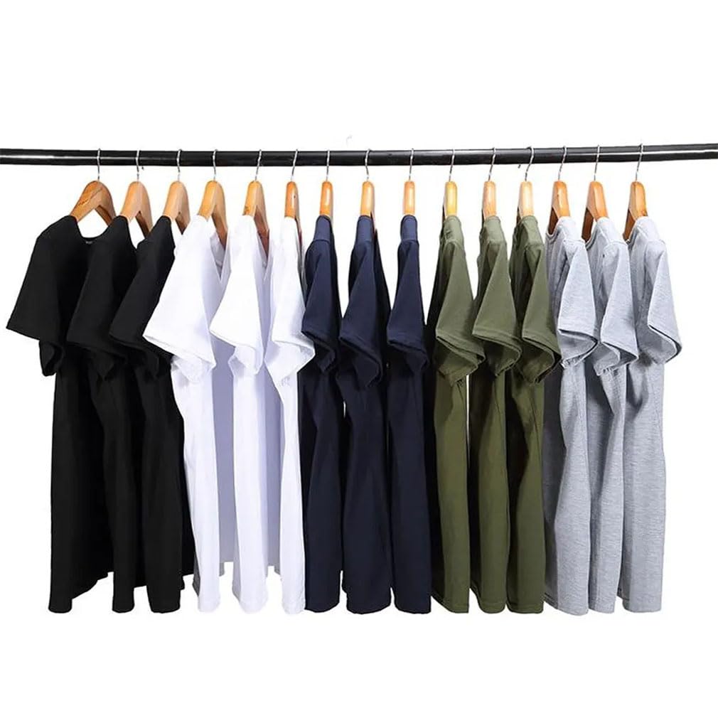 Camisetas unisex de algodón, paquete de 3 unidades, básicas, de verano, de manga corta, cuello redondo, color liso, para hombres y mujeres