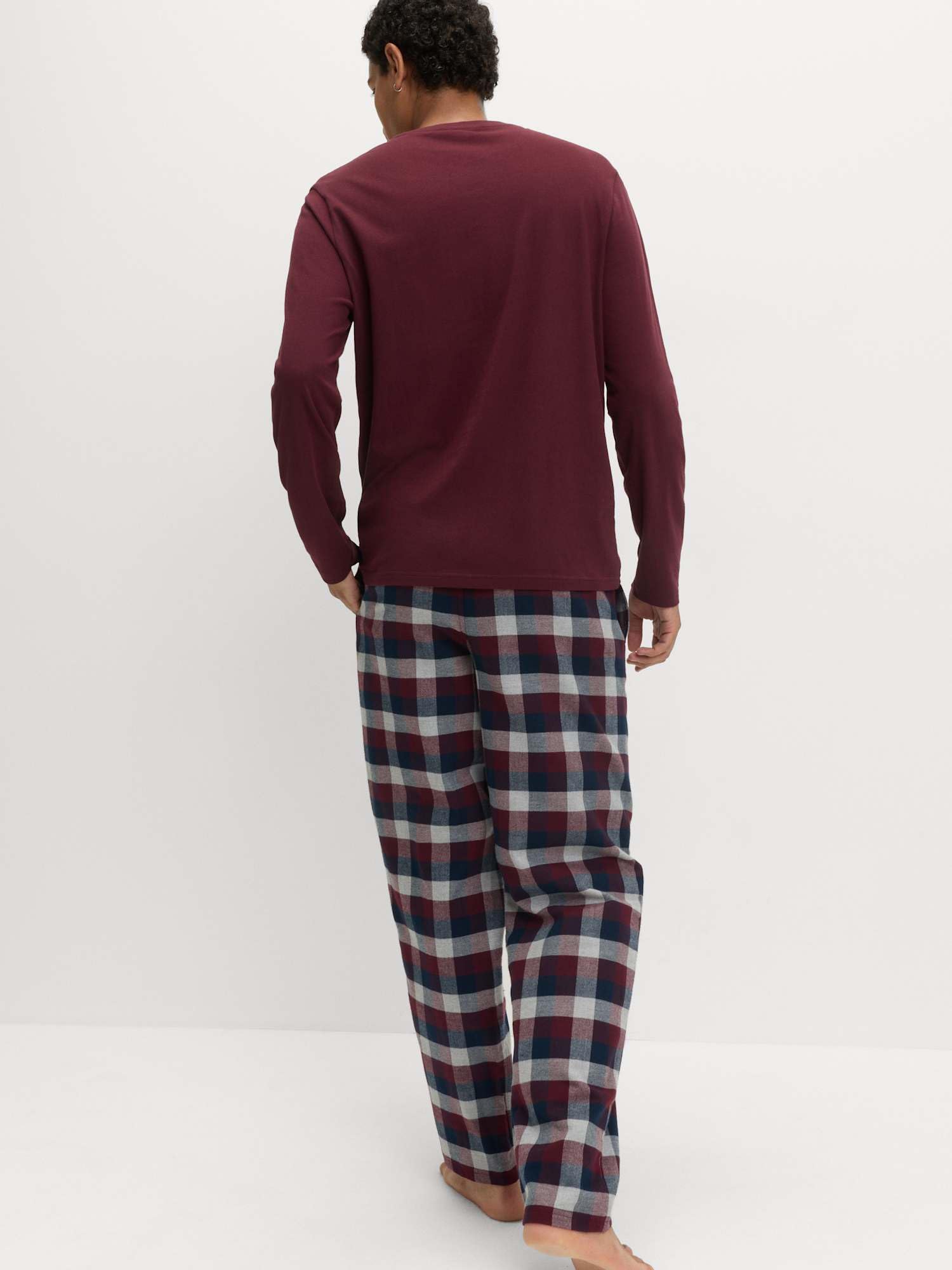 Marks & Spencer Conjunto de Pijama de Algodón Afelpado para Hombre, Ajuste Normal, Cintura con Cordón, con Bolsillos