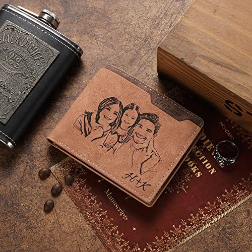 Custom Photo & Name Wallet for Men Engraved, Personalzied Wallet for Husband BF Dad Son Family Groomsmen, Birthday Anniversary Father's Day Graduation Christmas Gifts3