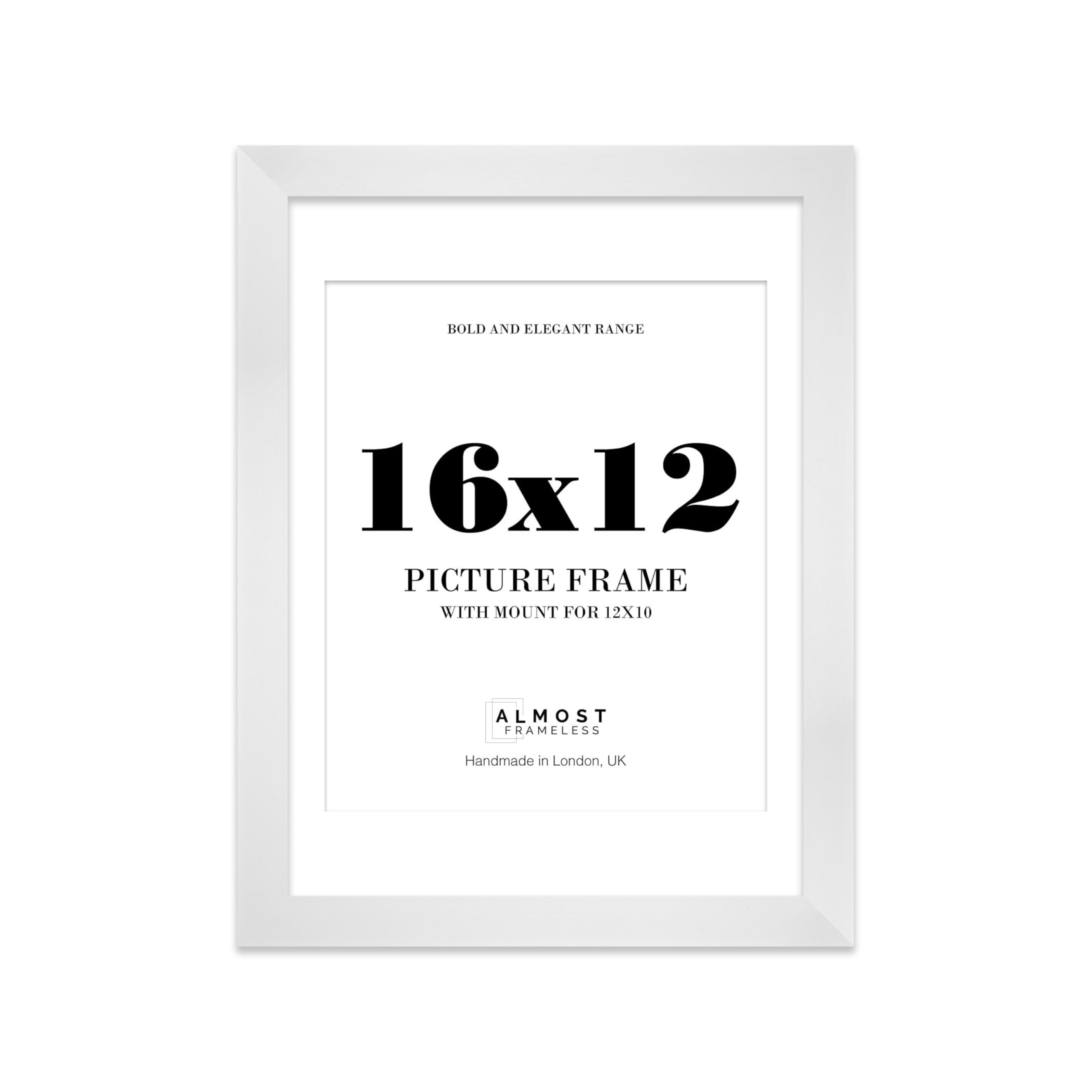 16x12 White Frame With Mount for 12x10 Pictures 28mm Edge Portrait and Landscape Display with Wall Hooks, 1 Pack — image 1