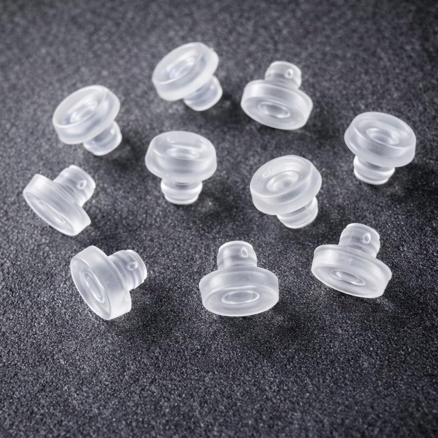 Byour3   Juego de 10 Gomas de Repuesto Para Varillas Con Resortes A Presión Accesorios Bastones Extensibles Sin Taladrar Extremos De Barra De Cortina Ventana (Transparente, Juego de 10 Piezas)