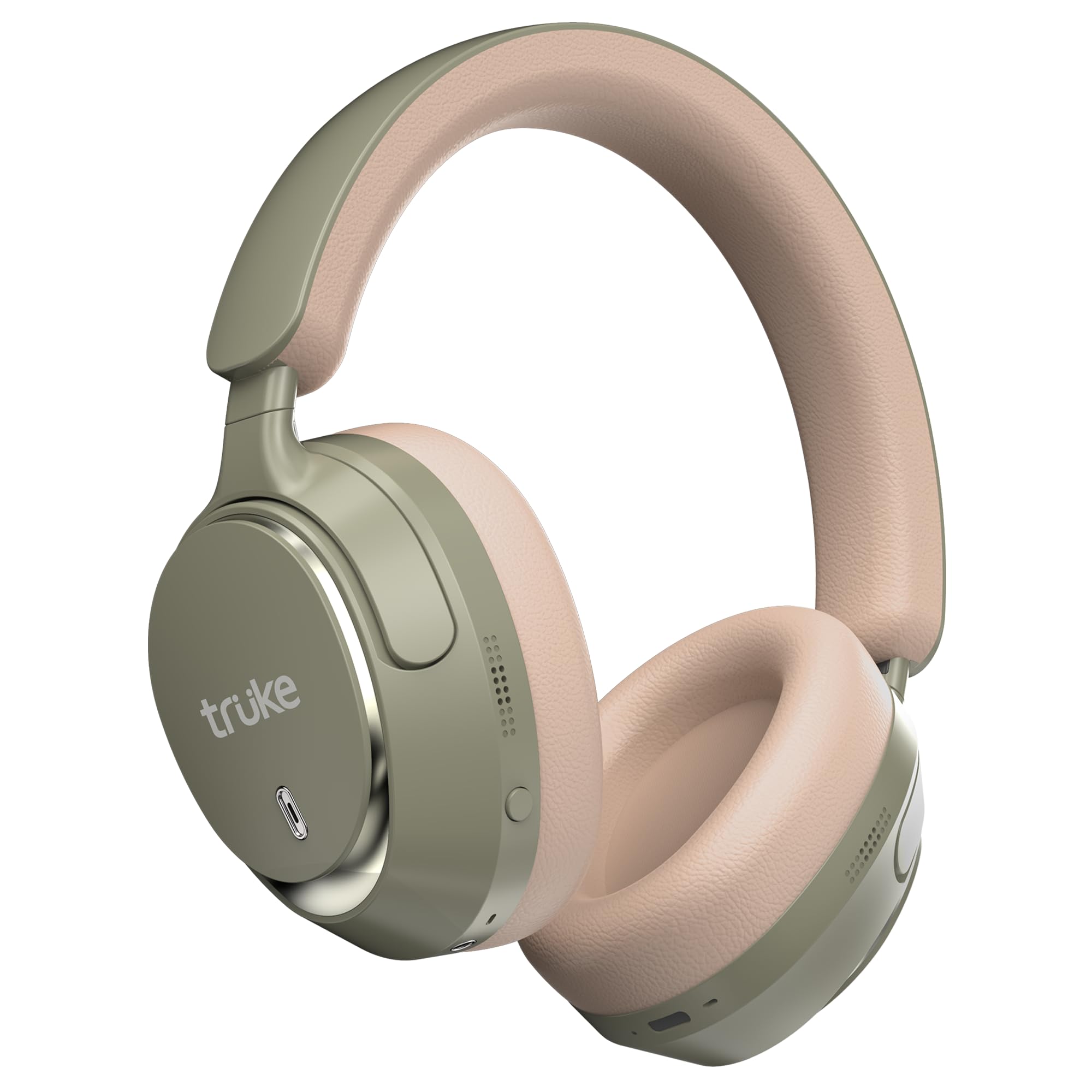 truke New Launch Aura Bass V2 Over The Ear Headphone with 50H of Playtime, 40mm Titanium Drivers, Dual Pairing Headset, 40ms Ultra Low Latency, ENC, Premium Design & Comfort - Forest Green-image-24