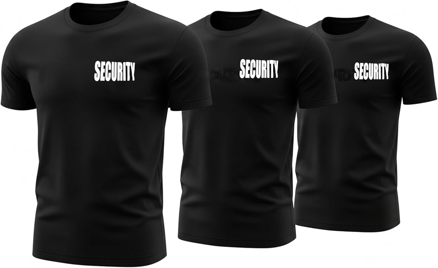 First Class Men's Tactical Security T Shirt, Regular Fit Short Sleeves Silkscreen Security Text on Front and Back