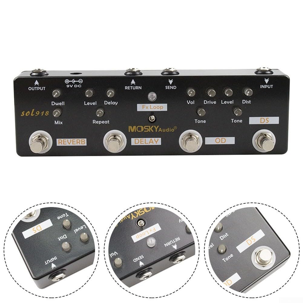 5-in-1 Gitarre Multi-Effektpedal Distortion Delay Reverb Overdrive Loop Gitarre Musik Zubehör für Gitarre Enthusiasten