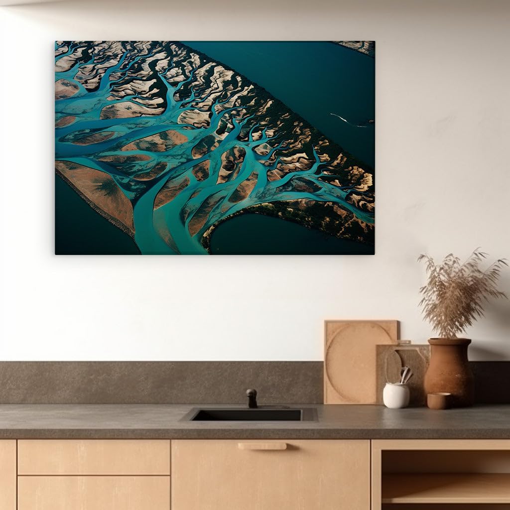 Canvas for Living room. Rivers of Serenity Weaving Nature's Grand Tapestry, 27 x 18 inch Canvas Wall Art - Contemporary Masterpieces - Modern Home Decor - 69x46 cm (27x18 inch)