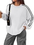Oversized Sweatshirt for Women Crewneck Fall Fashion Clothes 2025 Striped Sweater y2k Teen Girls Outfits