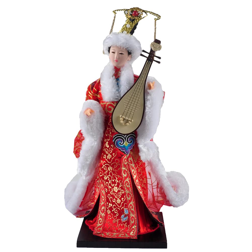 BAENRCY 12 Inch Chinese Traditional Handicraft Silk Figurine Collectible Chinese Doll Silk Doll (Red)