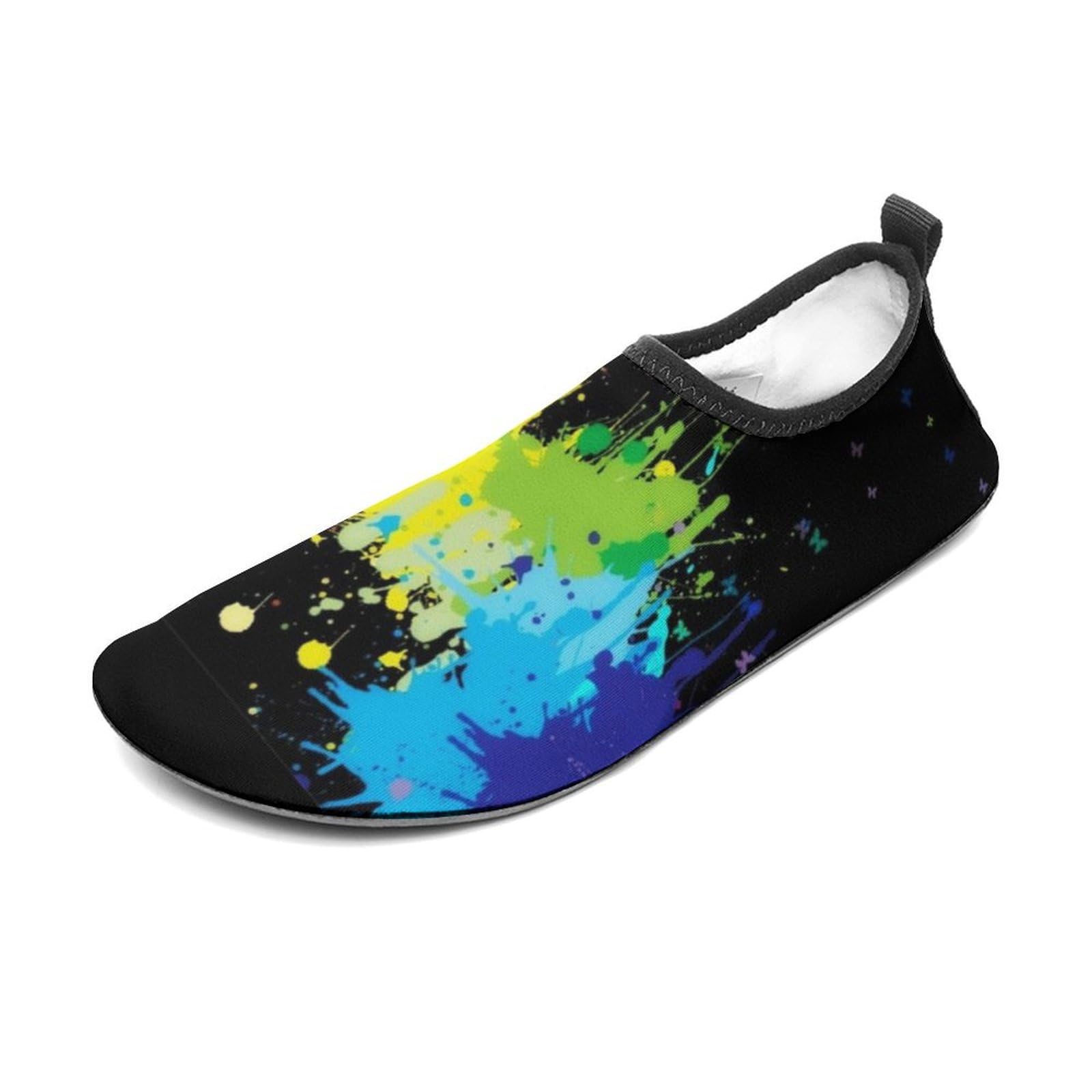 Glow in Dark Splatter Neon Water Shoes Beach Shoes Aqua Socks for Women Men Swimming Yoga