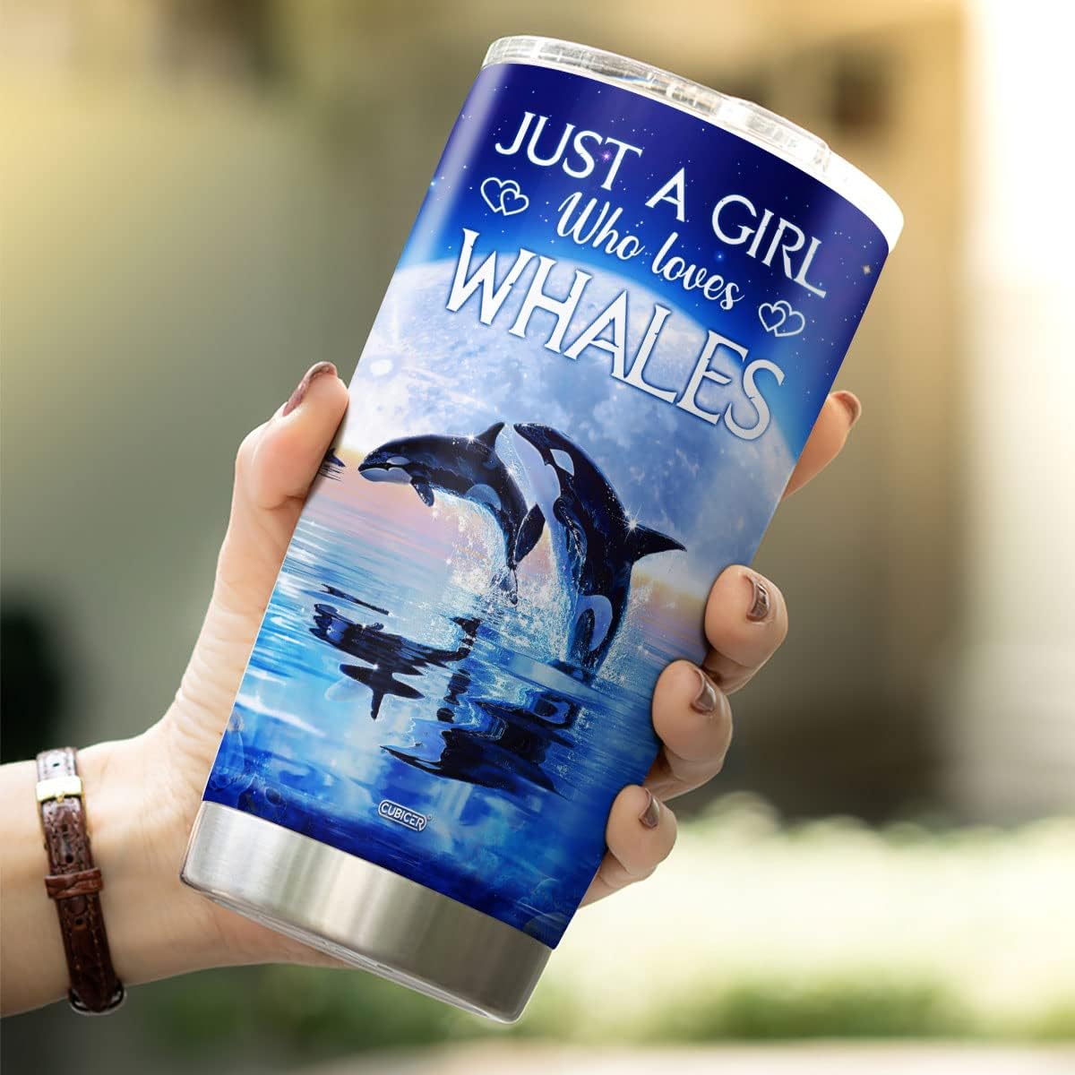 CUBICER Whale Stainless Steel Tumbler Whale Tail Coffee Cups Tumblers Beluga Whale 20 Oz Mugs Decor Mug Inspirational Insulated Travel Cup Gifts For Women On Birthday Christmas Day