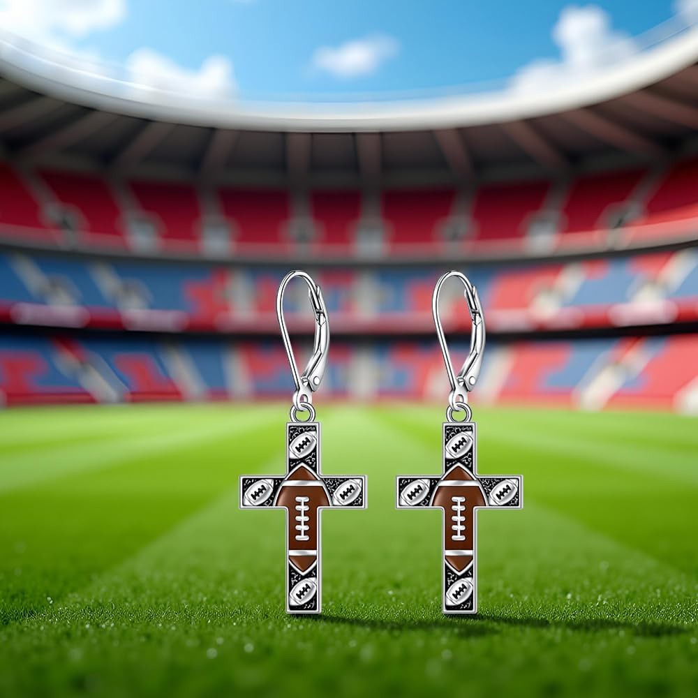 Football Earrings for Women Basketball Volleyball 925 Sterling Silver Rugby Ball Sport Earrings Dangle Drop Small Jewelry Gifts for Sport Lovers - Image 5