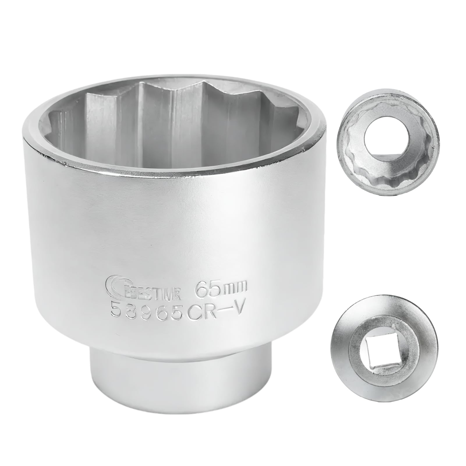 FortuneGlobe 65mm 3/4" 12-Point Socket for 3/4 Key 65mm CR-MO One inch of the Rear Opening (Whtie) โ image 1