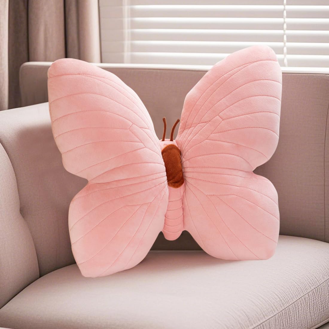 Gohytal Cuscino a forma di farfalla, cuscino decorativo a forma di farfalla, morbido cuscino decorativo per il soggiorno (rosa)
