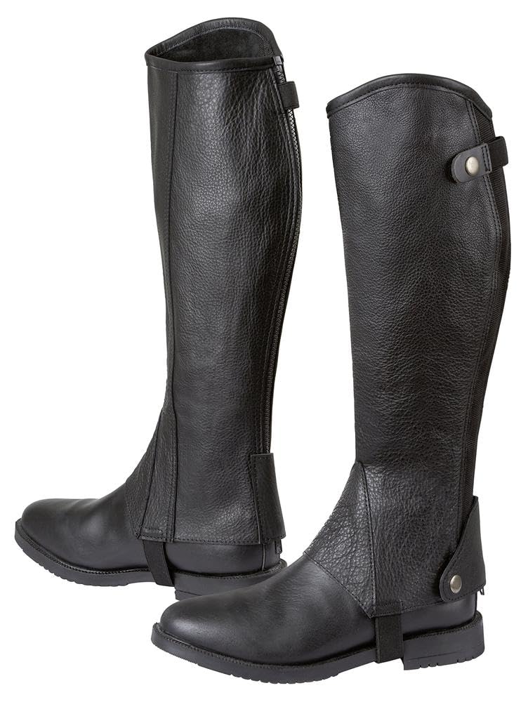 Covalliero Minichaps en Cuir pour Cheval Elasto Noir Taille S