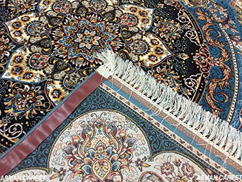 Image of High Density Export Quality Classical Pure Silk Carpet for Your Hall & Living Room 8 X 11 Feet (90x150 cm) Ivory Multi