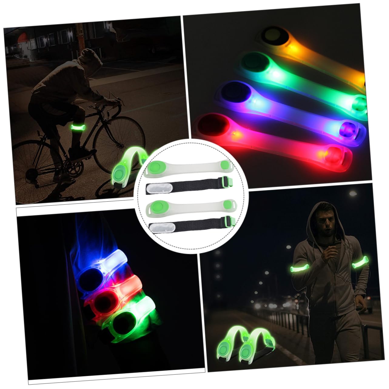 Yardwe Nastro Riflettente Regolabile in ABS da 6 Pezzi con Fascia da Braccio Illuminata Notturna