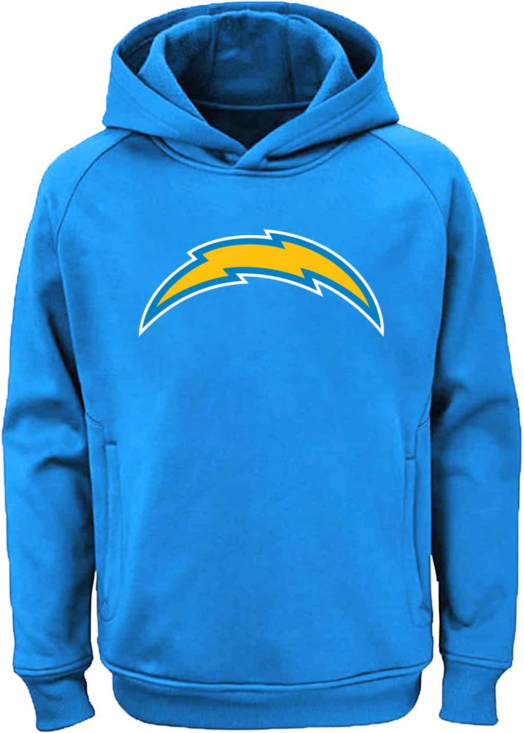 Outerstuff NFL Kids Youth 8-20 Official Team Color Polyester Performance Football Primary Logo Pullover Sweatshirt Hoodie - Los Angeles Chargers Blue - Medium 10-12