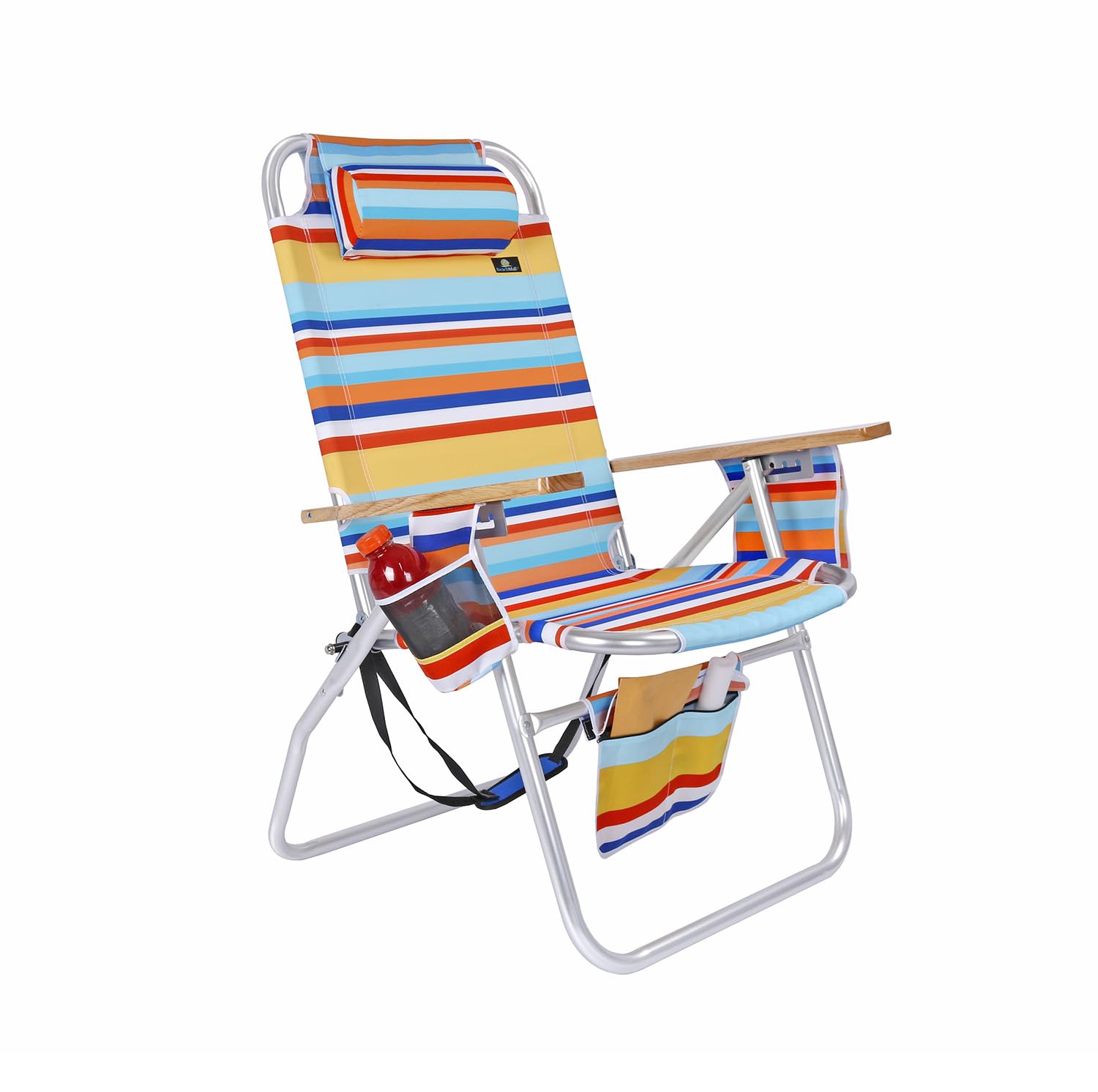 Large Heavy Duty Beach Chair for Big & Tall Adults, 300 lbs Capacity, Aluminum Tubing - 4 Reclining Positions
