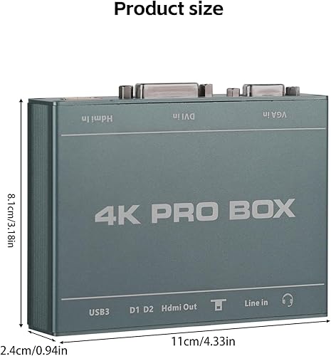 Miniatura 2 de Tarjeta de captura de video 4K DVI, captura de juegos HDMI de audio, VGA DVI a USB3.0 dispositivo Full HD, bucle de 1080 p a 60 Hz, compatible con