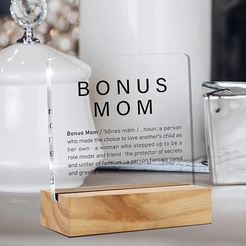 Miniatura 5 de Regalos adicionales para mamá y madrastra placa de escritorio de acrílico con soporte de madera, letrero de escritorio para el hogar, regalo de
