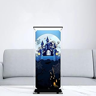Transparent Acrylic Display Case for Lego 10273 Haunted House Jumper, Dustproof Display Case, Compatible with Lego 10273 (Lego Model Not Included) Inkjet+Light Board