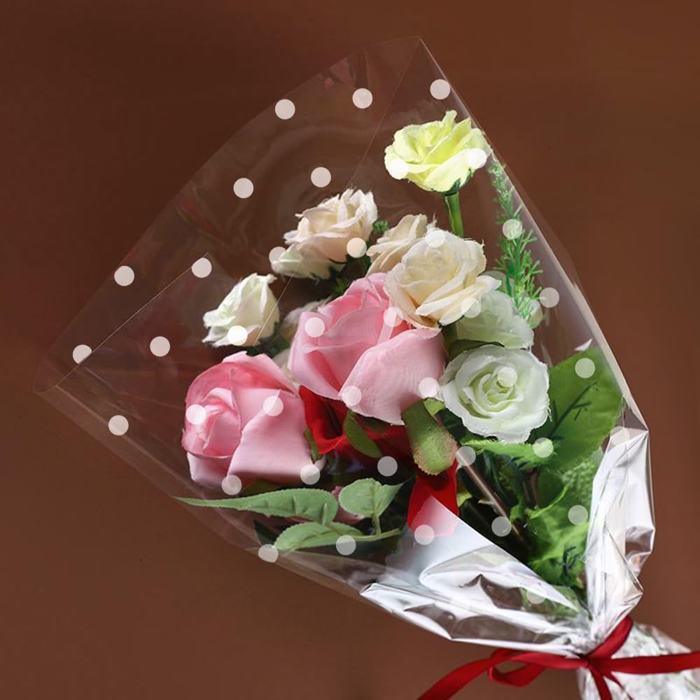 3 Rotoli Carta Cellophane Trasparente - 84cm X 6m Per Regali E Fiori | Doppia Piegatura Con Motivi - Foto 6