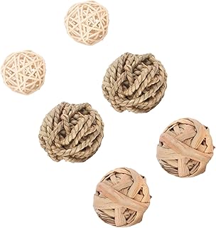 CRILSTYLEO Palha de coelho 6 peças papagaio coelho bola brinquedos de mastigar pássaros pequenos brinquedos periquito brinquedos de atividade animal pequeno brinquedo de mastigar coelho brinquedo de mastigar palha suprimentos para animais de estimação brinquedo de palha brinquedos para animais de estimação gaiola