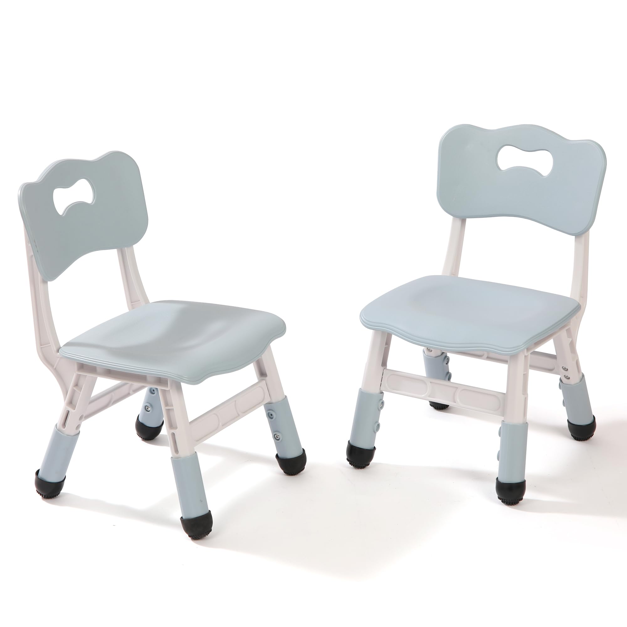 Kids Chairs, 3 Level Height Adjustable Toddler 2 Chairs Set, Children's Chair for Age 3-8, Durable Durable with Maximum Bearing Capacity 220lb, for Classroom, Daycare, Home Use, Blue Gray