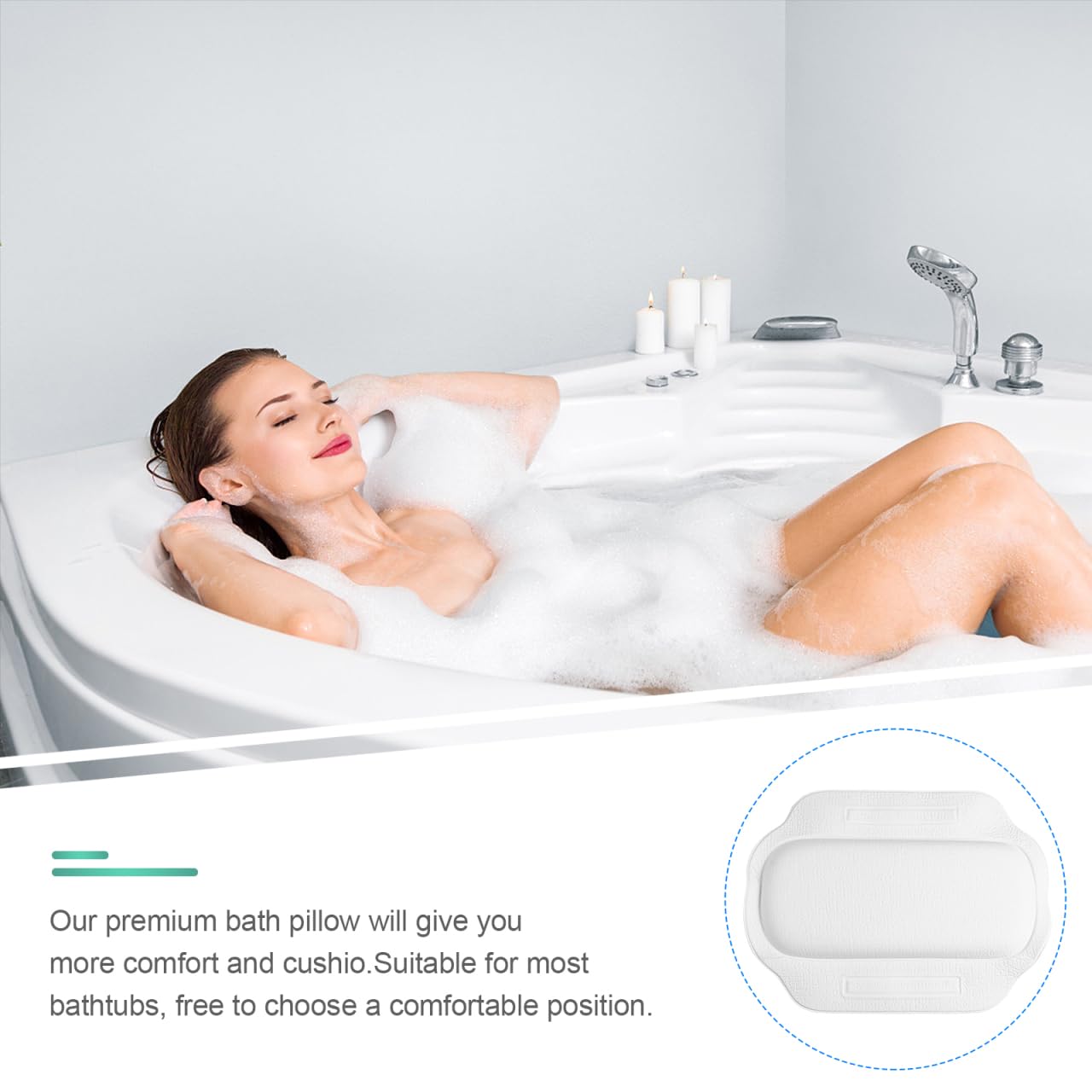 Minkissy 2 Almohadas De BañEra con Ventosas Grandes Y Potentes CojíN De BañO para Cabeza Y Cuello Soporte CóModo para SPA Y Ducha En Casa Apto para La Mayoría De BañEras