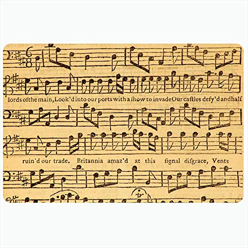 Tappeto da bagno per tappetini da bagno antiscivolo Note di canzone antiche d'epoca Spartito musicale Bar Carta Pubblicato Early London Old Instrument Score 1753 Peluche Decor Zerbino Tappetino antisc